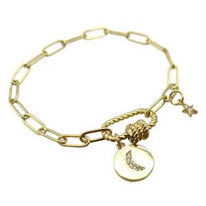 copper bracelet, gold plated, approx 4x11mm, 18cm length [FD10748]