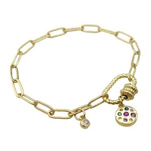 copper bracelet, gold plated, approx 4x11mm, 18cm length [FD10749]