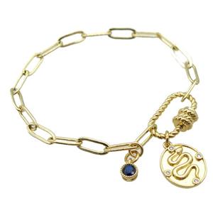 copper bracelet, gold plated, approx 4x11mm, 18cm length [FD10750]