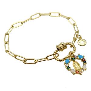 copper bracelet, gold plated, approx 4x11mm, 18cm length [FD10751]