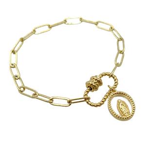 copper bracelet, gold plated, approx 4x11mm, 18cm length [FD10766]