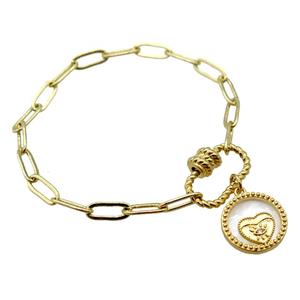 copper bracelet, gold plated, approx 4x11mm, 18cm length [FD10768]