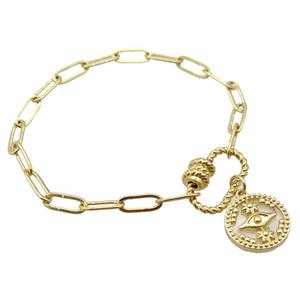copper bracelet, gold plated, approx 4x11mm, 18cm length [FD10770]
