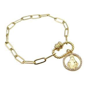 copper bracelet, gold plated, approx 4x11mm, 18cm length [FD10771]