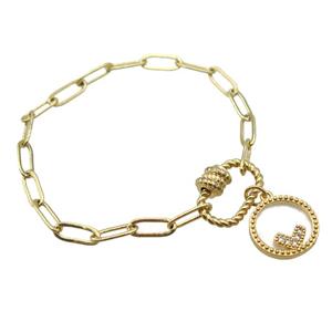 copper bracelet, gold plated, approx 4x11mm, 18cm length [FD10772]