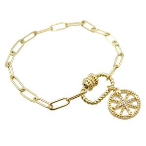 copper bracelet, gold plated, approx 4x11mm, 18cm length [FD10773]