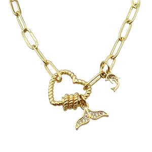 copper necklace, gold plated, approx 4x11mm, 44cm length [FD10778]