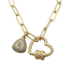 copper necklace, gold plated, approx 4x11mm, 44cm length [FD10780]