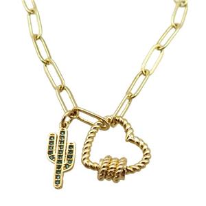 copper necklace, gold plated, approx 4x11mm, 44cm length [FD10781]