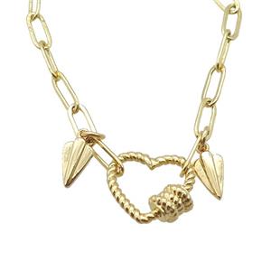 copper necklace, gold plated, approx 4x11mm, 44cm length [FD10782]