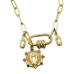 copper necklace, gold plated, approx 4x11mm, 44cm length [FD10783]