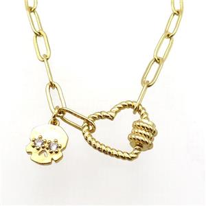 copper necklace, gold plated, approx 4x11mm, 44cm length [FD10784]