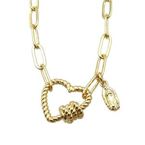 copper necklace, gold plated, approx 4x11mm, 44cm length [FD10786]