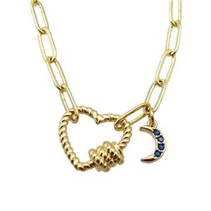 copper necklace, gold plated, approx 4x11mm, 44cm length [FD10789]