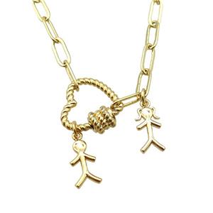 copper necklace, gold plated, approx 4x11mm, 44cm length [FD10790]