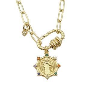 copper necklace, gold plated, approx 4x11mm, 44cm length [FD10791]