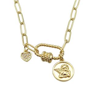 copper necklace, gold plated, approx 4x11mm, 44cm length [FD10793]
