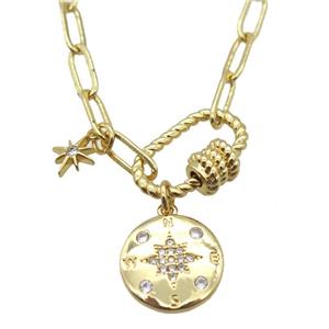 copper necklace, gold plated, approx 4x11mm, 44cm length [FD10794]