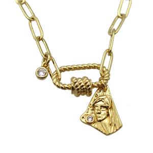 copper necklace, gold plated, approx 4x11mm, 44cm length [FD10795]