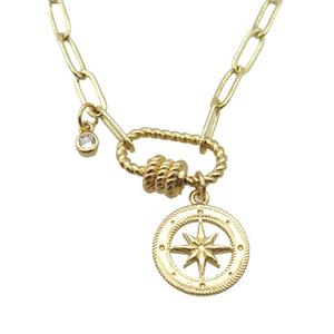 copper necklace, gold plated, approx 4x11mm, 44cm length [FD10796]