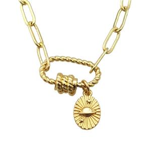 copper necklace, gold plated, approx 4x11mm, 44cm length [FD10797]