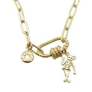 copper necklace, gold plated, approx 4x11mm, 44cm length [FD10799]