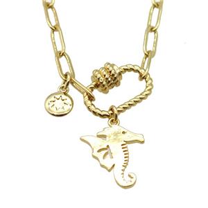 copper necklace with carabiner lock, gold plated, approx 4x11mm, 44cm length [FD10805]