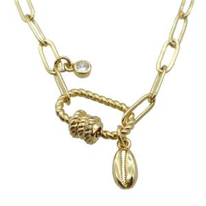 copper necklace, gold plated, approx 4x11mm, 44cm length [FD10806]