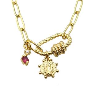 copper necklace, gold plated, approx 4x11mm, 44cm length [FD10808]