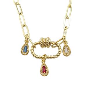 copper necklace, gold plated, approx 4x11mm, 44cm length [FD10811]