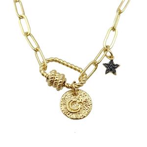 copper necklace, gold plated, approx 4x11mm, 44cm length [FD10812]