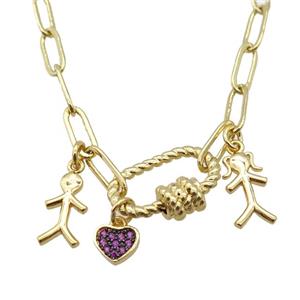 copper necklace, gold plated, approx 4x11mm, 44cm length [FD10813]