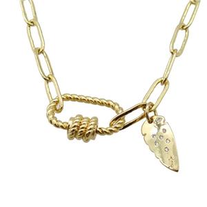 copper necklace, gold plated, approx 4x11mm, 44cm length [FD10814]