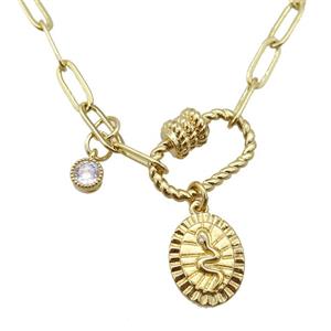 copper necklace, gold plated, approx 4x11mm, 44cm length [FD10816]