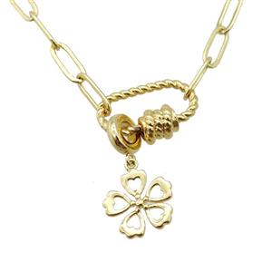 copper necklace, gold plated, approx 4x11mm, 44cm length [FD10818]