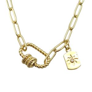 copper necklace, gold plated, approx 4x11mm, 44cm length [FD10825]