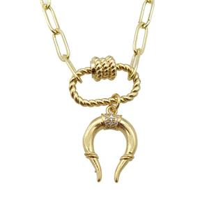 copper necklace, gold plated, approx 4x11mm, 44cm length [FD10828]