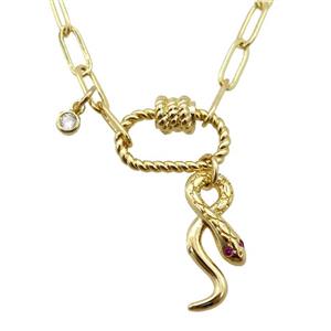 copper necklace, gold plated, approx 4x11mm, 44cm length [FD10829]