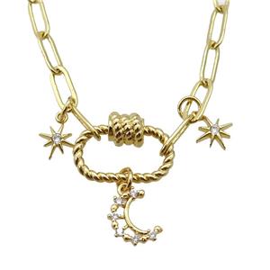 copper necklace, gold plated, approx 4x11mm, 44cm length [FD10833]