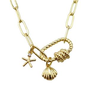 copper necklace, gold plated, approx 4x11mm, 44cm length [FD10835]