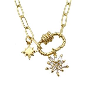 copper necklace, gold plated, approx 4x11mm, 44cm length [FD10836]