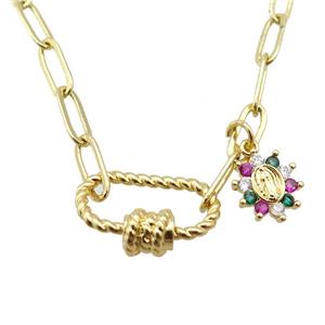 copper necklace, gold plated, approx 4x11mm, 44cm length [FD10837]
