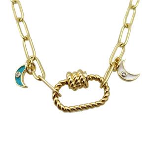 copper necklace, gold plated, approx 4x11mm, 44cm length [FD10838]