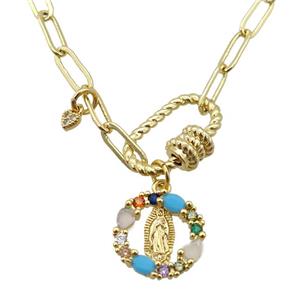 copper necklace, gold plated, approx 4x11mm, 44cm length [FD10839]