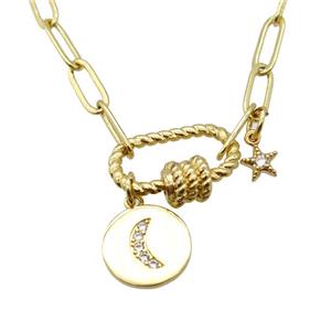 copper necklace, gold plated, approx 4x11mm, 44cm length [FD10841]
