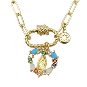 copper necklace, gold plated, approx 4x11mm, 44cm length [FD10844]