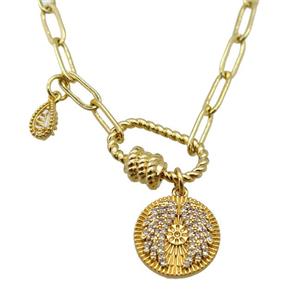 copper necklace, gold plated, approx 4x11mm, 44cm length [FD10846]