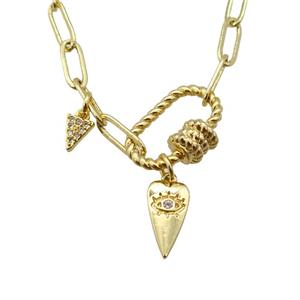 copper necklace, gold plated, approx 4x11mm, 44cm length [FD10848]