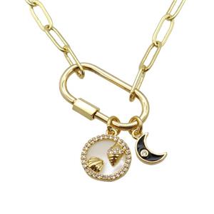 copper necklace, gold plated, approx 4x11mm, 44cm length [FD10850]