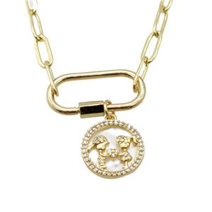 copper necklace, gold plated, approx 4x11mm, 44cm length [FD10853]